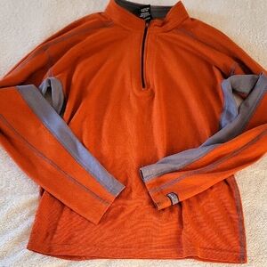 Prana Men's Medium 3/4 Zip Front Orange w/ Gray Trim